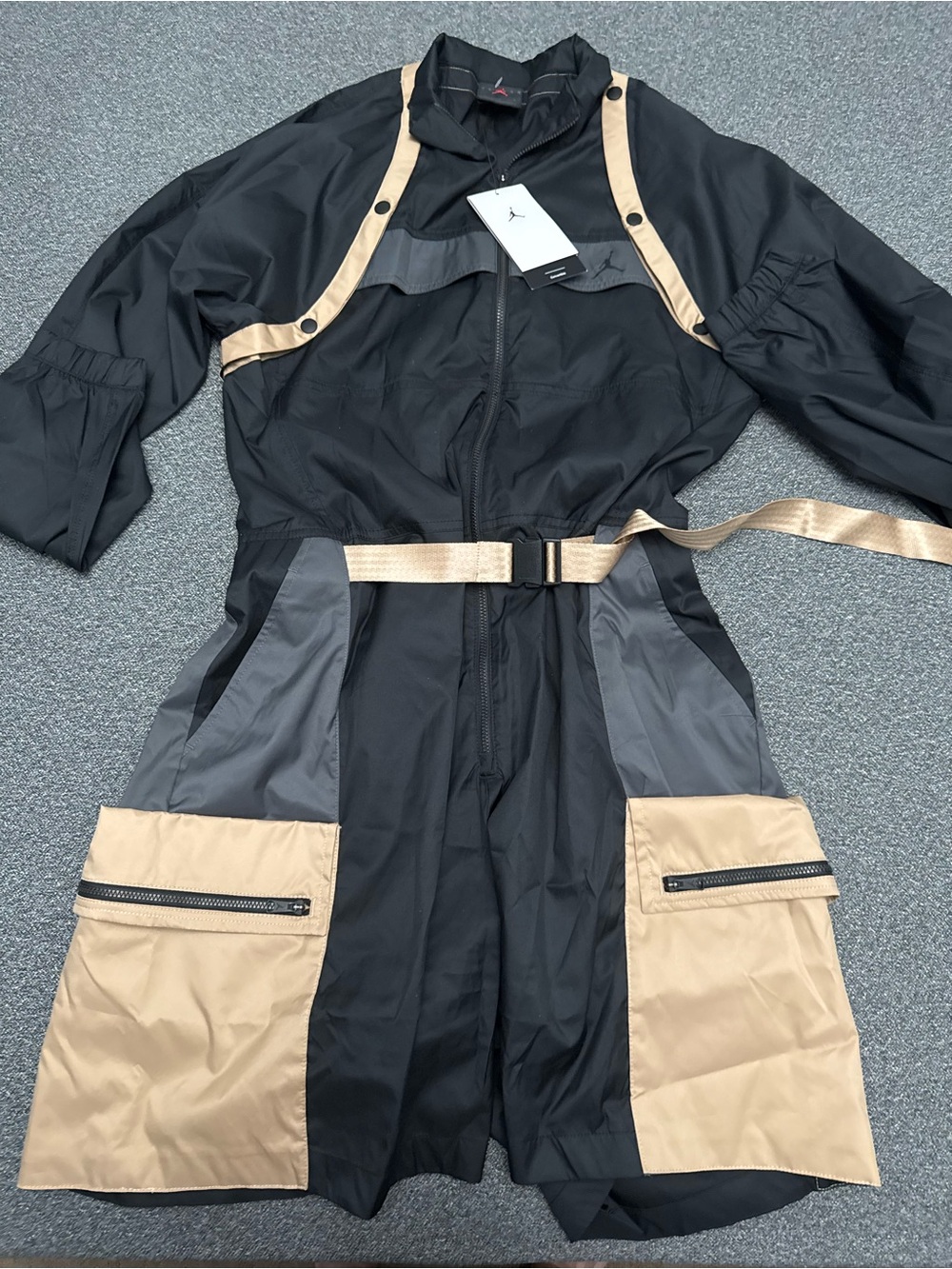 Jordan Women's Black and Tan Windbreaker romper